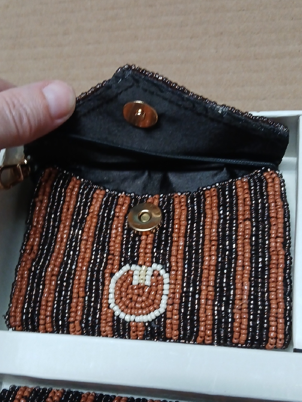Rachel Zoe Beaded Espresso Martini Design 3 Piece Set - Clutch Card Case Charm - Picture 5 of 11